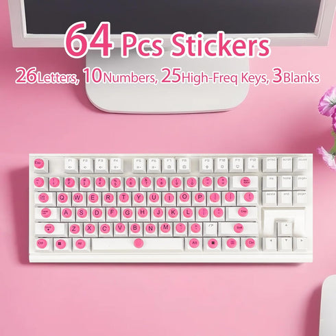 64 64PCS) Pcs Keyboard for Long Nails with Letters, Self-Adhesive Keyboard Stickers for Long Nails, Typing Aid
