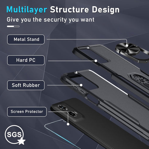 Shop Motorola Moto G 5G 2024 Case, Heavy Duty Shockproof Full Body Cover with Screen Protector & Rotatable Kickstand,