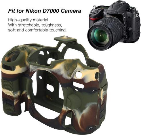 Nikon D7000 Protective Case Skin Covers, Silicone Shell for Nikon D7000 Camera Accessories, Black (Camouflage)