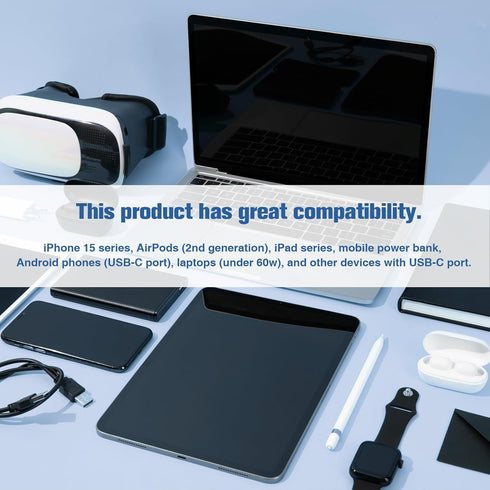 2Pack 60W Lightning to USB C Adapter with Keychain for iPhone 15/15 Pro/15 Pro Max/15 Plus, Samsung, Charging Data