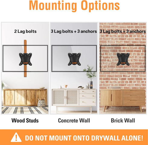 ELIVED TV Wall Mount Small Monitor Mount Bracket, Adjustable Tilt Swivel for Most 13-30 Inch TVs, Holds up to 33 lbs