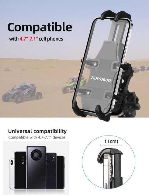 Anti-Vibration UTV Phone Mount Heavy Duty, Full Protection Holder with Aluminum Bracket Fit for 1.75-2" Roll Cage,