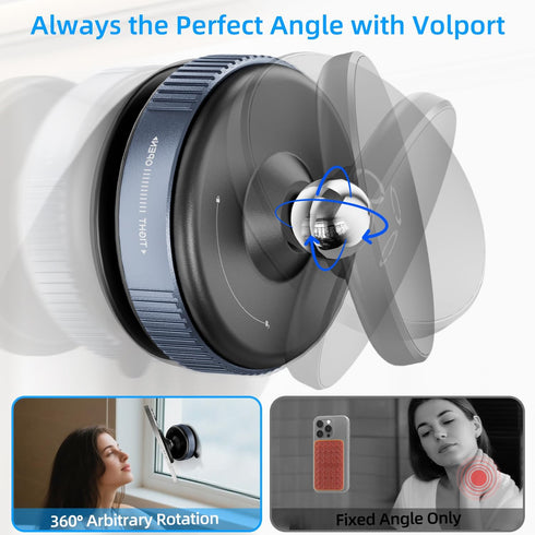 volport 360Adjustable Vacuum Magnetic Phone Holder, Removable Reusable Suction Cup Cell Phone Mount for Magsafe iPhone