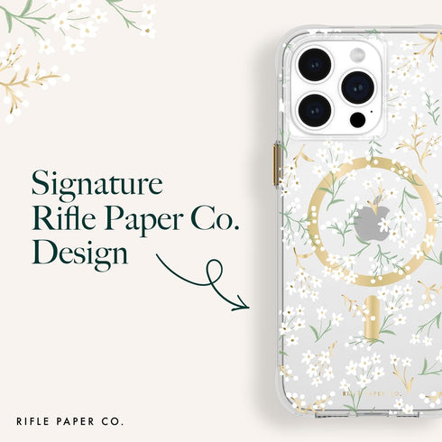 Rifle Paper Co. iPhone 15 Pro Max Case, Cute Floral Pattern, Compatible with MagSafe, 12ft Drop Protection