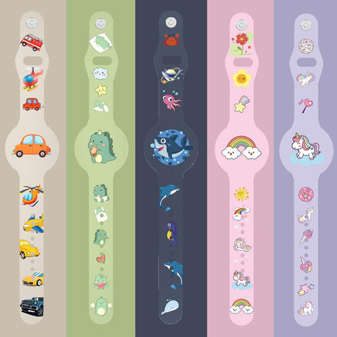 2 Pack AirTag Bracelet for Kids, Waterproof Cute Cartoon Holder with Soft Silicone Anti-Lost Wristband Accessories