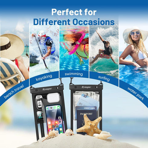 10in Waterproof Phone Pouch - IPX8 Dry Bag with Lanyard for iPhone 15/14/13/SE & Galaxy 23/22/21/20 Series.