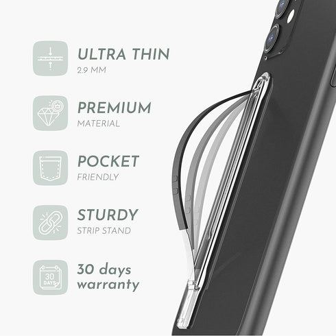 Swappable Ultra-Thin Phone Grip, Convertible Holder Fits Most iPhone and Android Cases, Compatible with Wireless