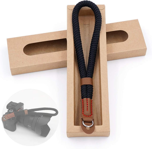 Comfortable Black Cotton Camera Hand Wrist Strap for Sony A7 A9 A6000 A6300 A6500 & Fujifilm X-T30 X-T20