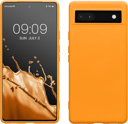 kwmobile Google Pixel 6a Case, Slim Protective TPU Silicone Phone Cover in Fruity Orange