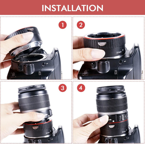 Macro Lens Tube Extension, Fast Auto Focus Adapter Ring 13mm 21mm 31mm for EOS EF Mount Cameras