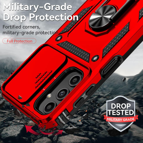 SunStory A14 5G A14 5G,Red Phone Case for Samsung Galaxy Case with HD Screen Protector & Slide Camera Cover & Rotated