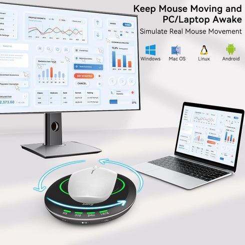 Ultra Slim Mouse Mover - Mouse Jiggler with Adjustable Timer, Simulates Realistic Mouse Movement for Active Use