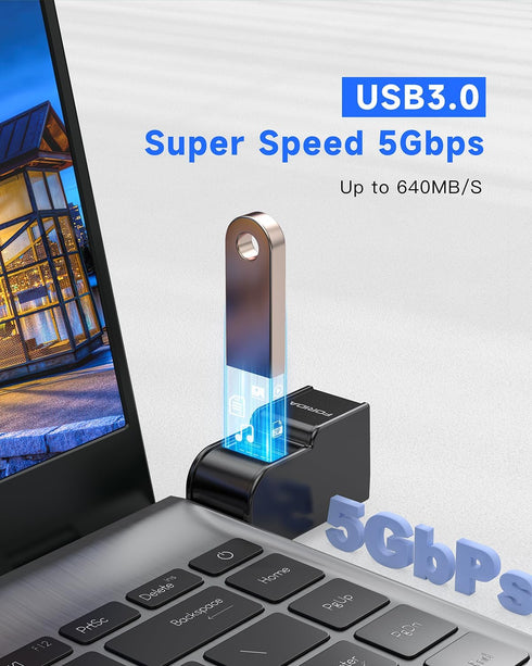 FORIDA 3 3.0 1 3 Ports USB Adapter, USB Hub with USB and Double USB Adapter, Portable USB Splitter in Out for Keyborad