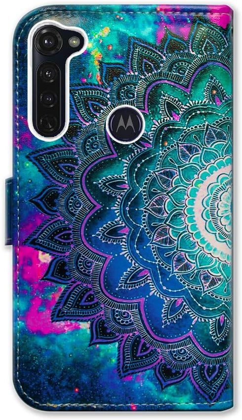 Case for Moto G Stylus/Moto G Pro, Mandala Flower Space Leather Flip Wallet Cover with Card Slot, Kickstand