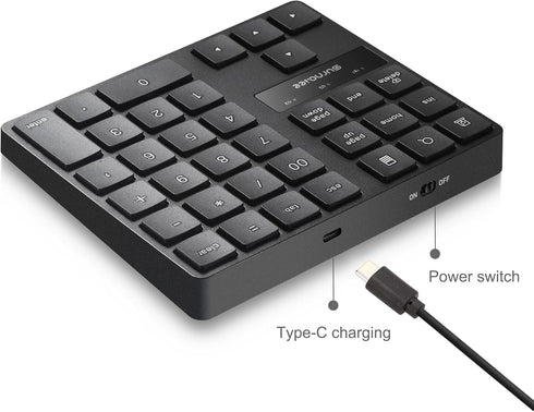 SurnQiee 2.4G 35-Keys Wireless Numeric Keypad, Rechargeable Number Pad for Efficient Data Input