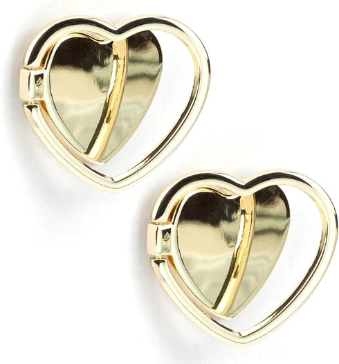 2 Packs Glossy Finish Love Heart Shaped Cell Phone Ring Holder Stand, 360 Degree Rotation Finger Ring Kickstand with