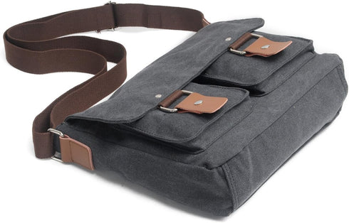 Waterproof Camera Bag/Case, Vintage Canvas Leather Trim DSLR SLR Shoulder Messenger Sling Bag for Nikon, Canon, Sony,