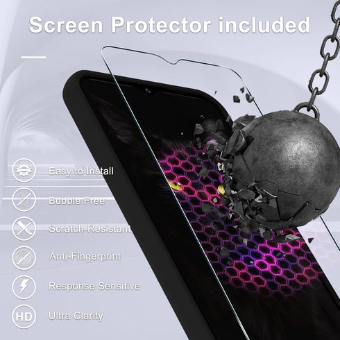 YENAPOON A16 5G 1 for Samsung Galaxy Case, Silicone Phone Case with Screen Protector, Soft Anti-Scratch Microfiber