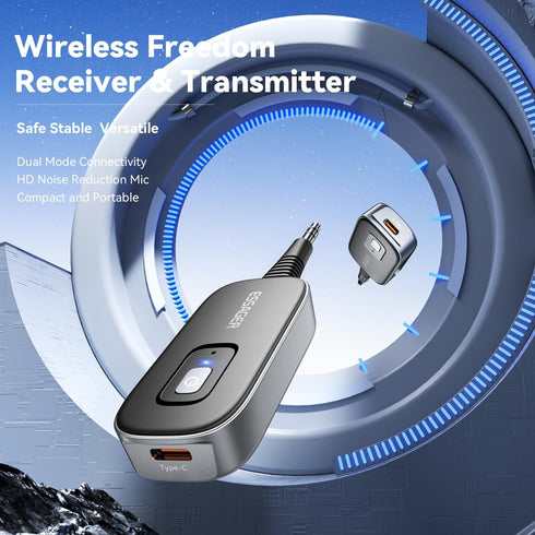 ESSAGER 3.5mm Bluetooth Car Adapter,Noise Cancelling AUX Bluetooth Receiver for Car,Wireless Audio Receiver Transmitter
