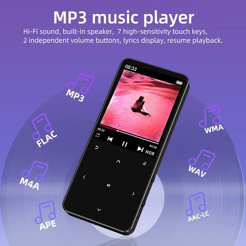 Tengsen Mp3 5.3, Mp3 128GB, (Black,64GB) Player with Bluetooth Portable Digital Music Player with Speaker, FM Radio
