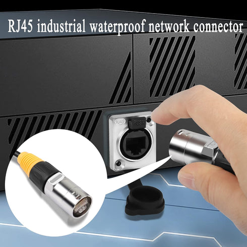 QIANRENON RJ45 Waterproof Network Connector, CAT6 Panel Mount Outdoor Waterproof Adapter, IP65