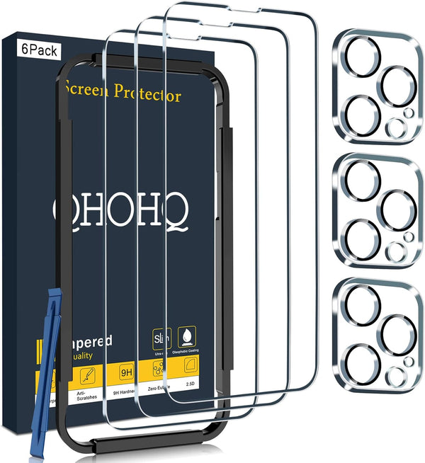 QHOHQ 3 Pack Screen Protector for iPhone 14 Pro Max 6.7 Inch, 9H Hardness, Ultra HD, Scratch Resistant