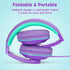 rockpapa Comfort+ Kids Headphones with Microphone, Boys Girls Student Over-Ear Wired Headphones for School, Purple Green