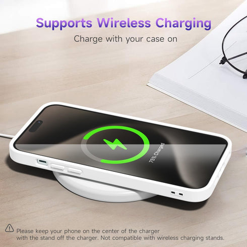 oakxco Thin Slim Clear Case for iPhone 15 Pro Max - Transparent Hybrid Hard Shell & Soft Silicone Rubber Bumper, White