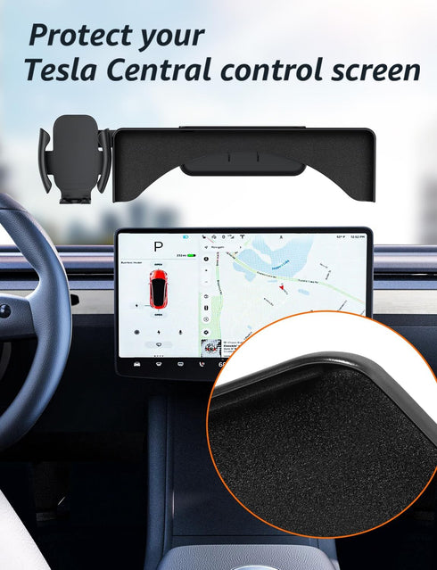 Fit Tesla Model 3 Model Y Phone Mount Holder, Silicone Without Noise, Tesla Model 3 Model Y Accessories with Silicone