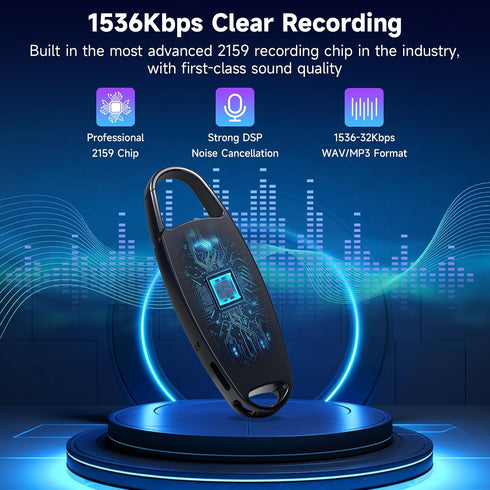 Vormooi 64GB 1536kbps Digtial Voice Recorder with Playback, Metal Voice Activated Tape Recorder with DSP Noise