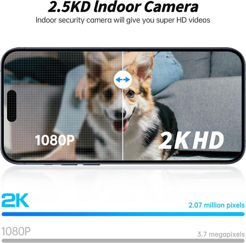 Indoor Camera Robot - 2k HD WiFi Pet Robot Camera with Phone App, 360 PTZ Nanny Cam, Night Vision