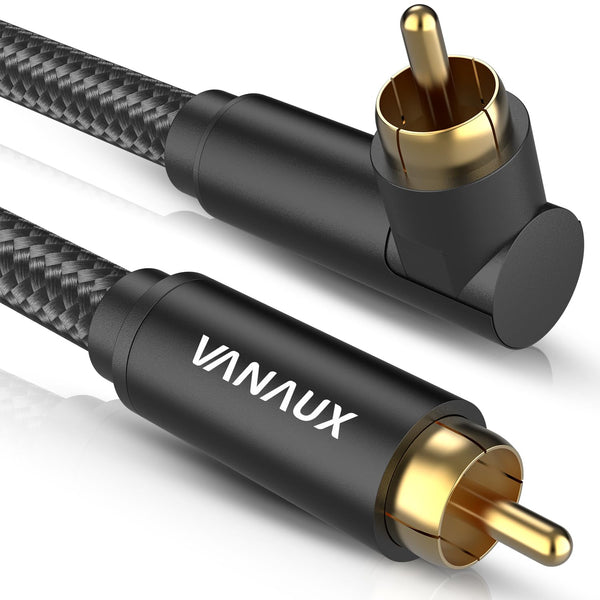 90 Degree RCA Cable, Male to Male Digital Coaxial Audio Cable for Home Theater, 3.3ft/1m, Black