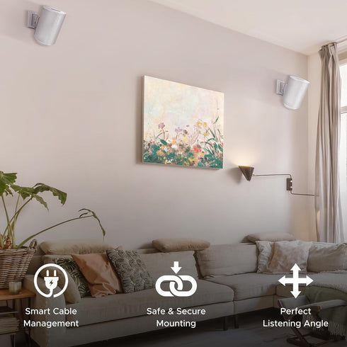 ERA100 Wall Mount Bracket, Tilt and Swivel, White, Compatible with Sonos ERA 100