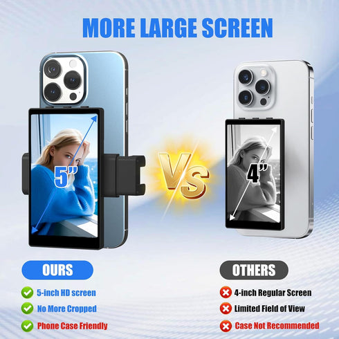 USBERG 5'' Magnetic Phone Vlog Selfie Monitor Screen for iPhone Wireless Back Camera Monitor with Bluetooth Remote