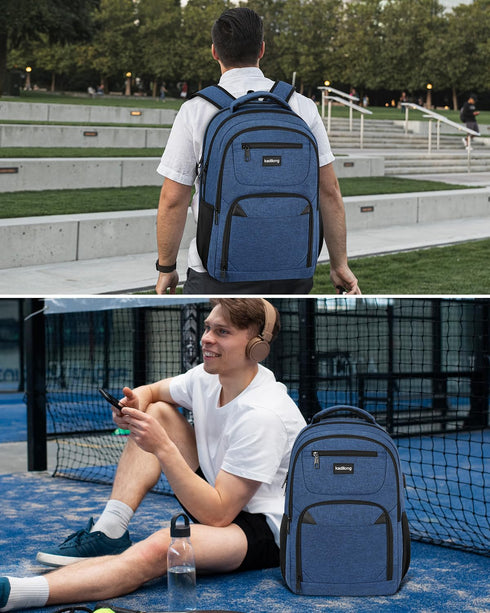 Laptop Backpack for Women & Men, Anti Theft Slim Computer Bag with USB Charging Port, Water Resistant, Blue