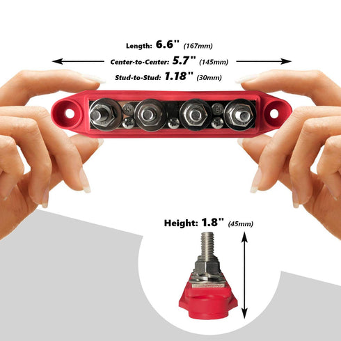 MGI SpeedWare 4-Post Power Distribution Block Busbar, 250 AMP Rating for Automotive, Marine, and Solar Wiring