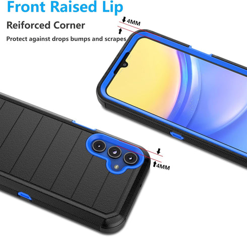 Njjex Rugged Case for Samsung Galaxy A15 5G, Heavy Duty Shockproof Locking Holster, Navy