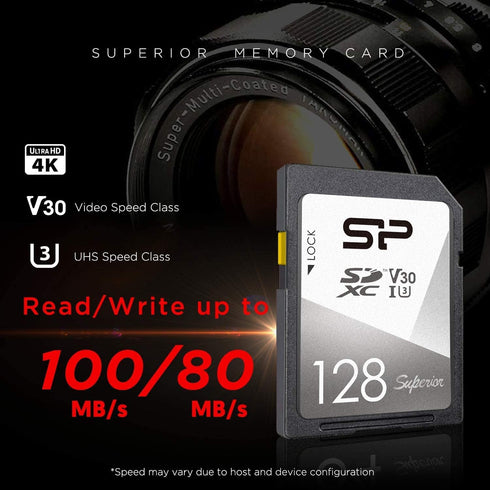 SP Silicon Power 64GB UHS-1 U3 V30 Silicon Power Superior SDXC Memory Card