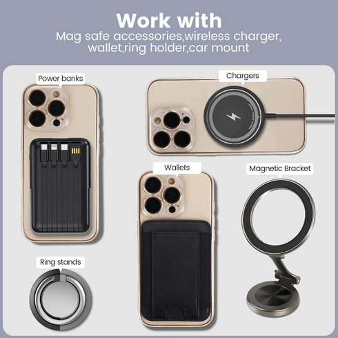 WDBmla 3Black for MagSafe Ring Sticker,Universal Metal Ring Compatible with MagSafe Accessories