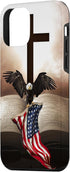 iPhone 12 mini Case - Pretty Christian Cross Bible with Bald Eagle Grip American Flag