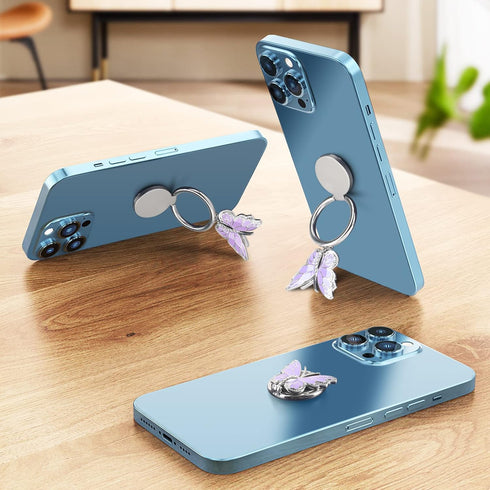 Omorro Phone Ring Holder, Bling Metal Cute Butterfly Kickstand, 360° Rotation Adjustable Grip for Smartphones