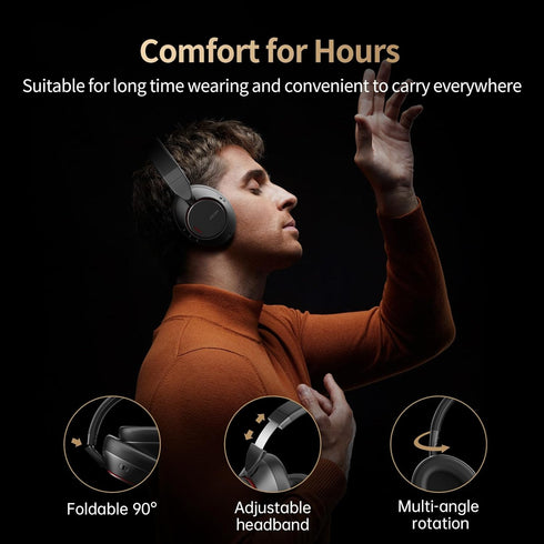 Hybrid Active Noise Cancelling Headphones with Microphone, HiFi Stereo Over-Ear Headphones, Deep Bass