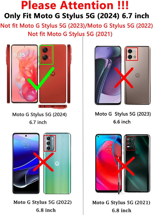 SMKY Moto G Stylus 5G 2024 Case, 16ft Drop Tested Cover with Magnetic Kickstand, Blue, with Screen Protectors and