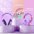 QearFun Kids Headphones with Microphone, Volume Limit, Sharing Jack, Foldable for iPad, Deep Purple Aurora
