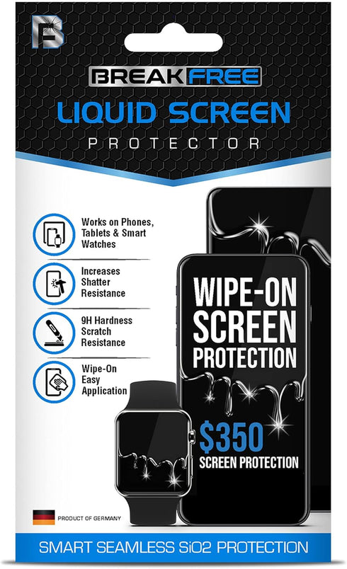 BREAK FREE Liquid Glass Screen Protector - Universal Fit for Phones, Tablets & Smart Watches | $350 Coverage, Shatter &