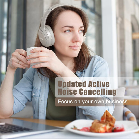 RUNOLIM Hybrid Active Noise Cancelling Headphones, 70H Playtime, Bluetooth Wireless Over Ear, HiFi Audio