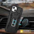 Maxdara iPhone 14/13 Case, Black - 360° Rotating Ring Kickstand, Slide Camera Cover & Glass Screen Protector, 6.1"