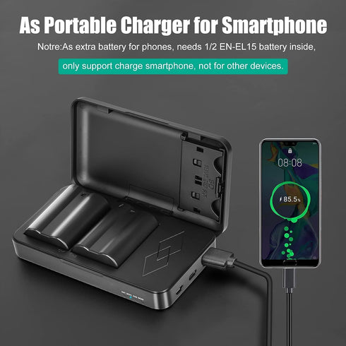 JYJZPB 2 Pack EN-EL15B EN-EL15C Batteries - Charger Case for Nikon D7500, D750, Z6, Z7, D850 Cameras