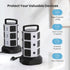 JACKYLED Power Strip Tower Surge Protector, 10ft Electric Charging Station, 12 Outlets, 6 USB Ports, Heavy Duty, White