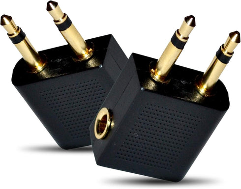 Gold Plated Airplane Flight Headphone Adapters (Pack of 2) | Allows you to use your Earphones with all In-Flight Media Systems | This Enables Great Sound on all Planes - by Mobi Lock